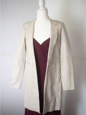 Symphony Light Beige Longline Blazer Jacket